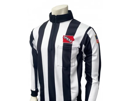 Iowa (IHSAA) 2 1/4" Stripe Foul Weather Football Referee Shirt 1 Iowa (IHSAA) 2 1/4" Stripe Foul Weather Football Referee Shirt