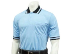 Smitty Short Sleeve Body Flex Umpire Shirt - Powder Blue With Black Collar